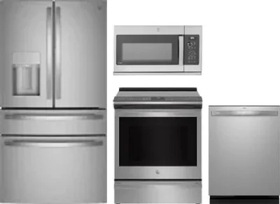 4 Piece Package Includes Refrigerator, Range, Microwave And Dishwasher